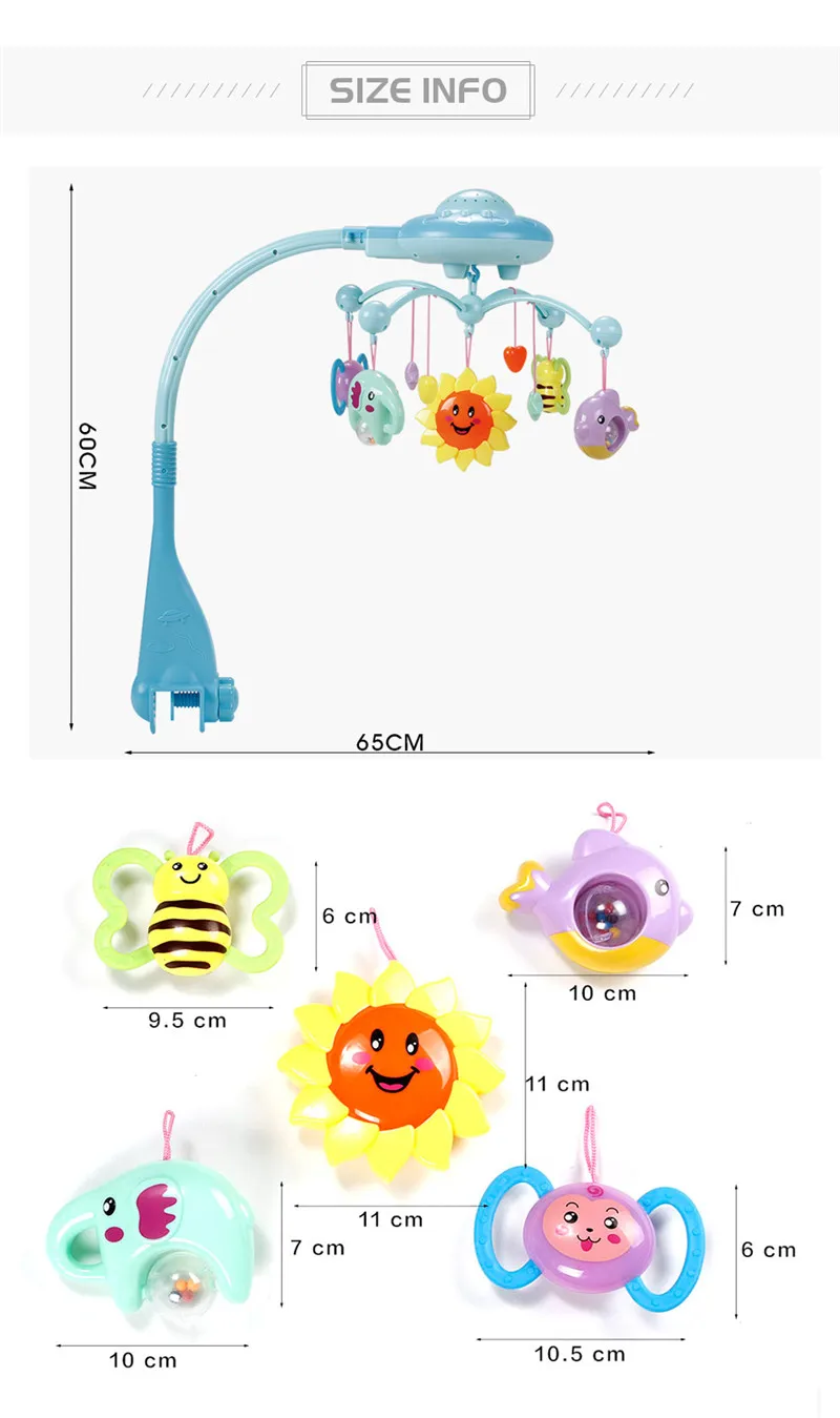 Marumine Детские мобиль в кроватку игрушки для грудного ребенка держатель вращающихся кровать колокол с 50 Музыка Свет Проекция Погремушки Игрушки для 0-12 месяцев для новорожденных
