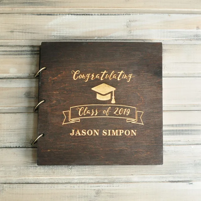 Personalized Graduation Photo Album College Book Year Book Black Page