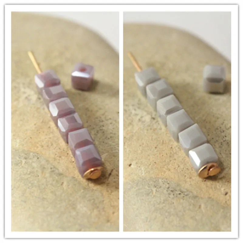 

4mm Ceramic Purple Grey AB Cube Square Crystal Beads, 100pcs Austrian Crystal Loose Beads, Free Shipping F432
