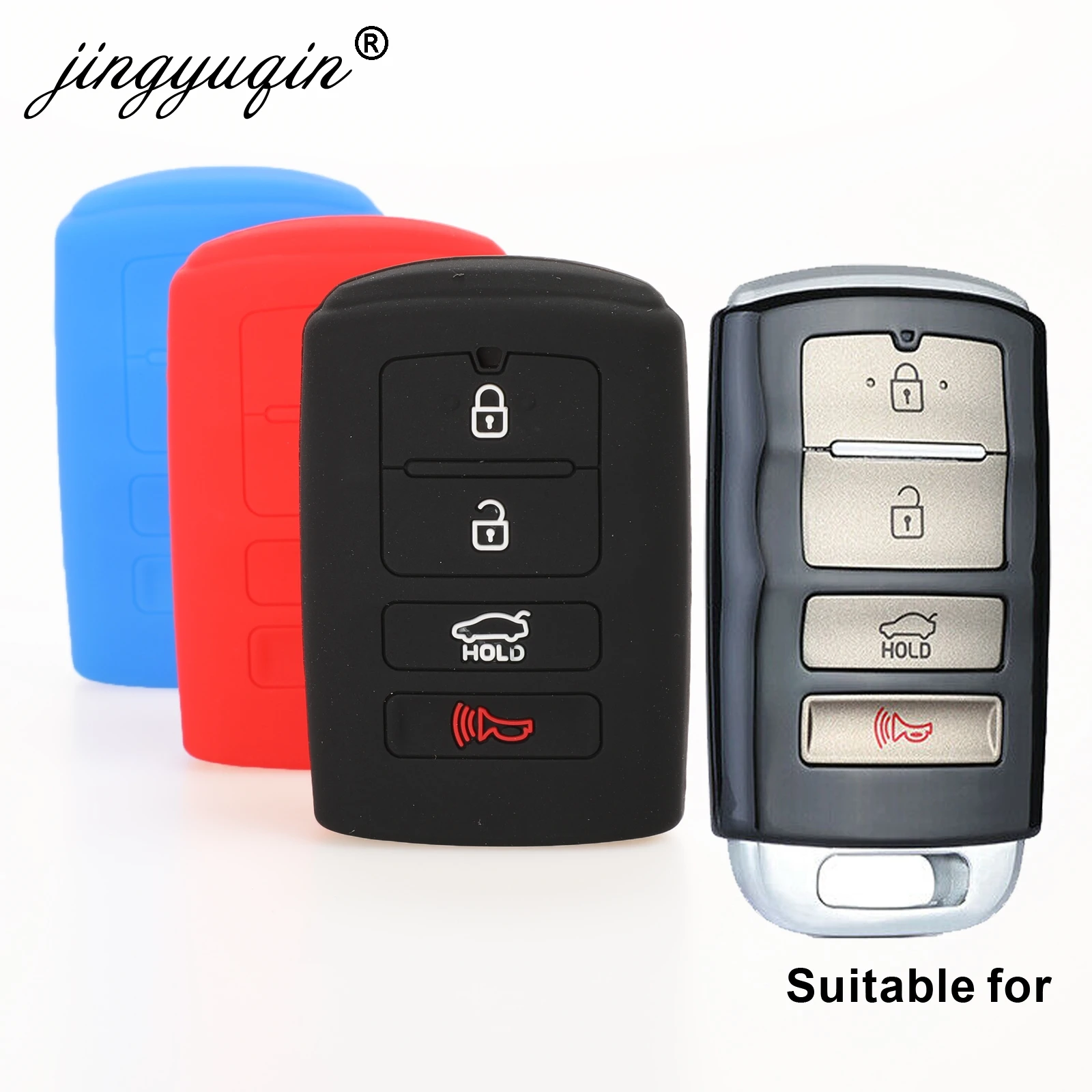 

jingyuqin 30pcs/lot Smart Remote Car Key Case Silicone Cover 4 Button for Kia K7 Cadenza 2013 - 2016