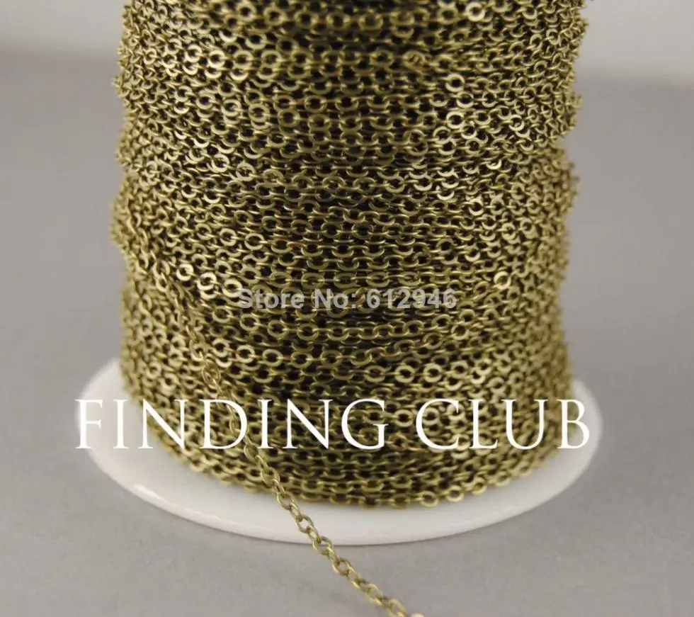 

5meters 2mm Brass Antique Bronze Flat Cable Chain DIY Necklace Jewelry Findings C01 Soldered