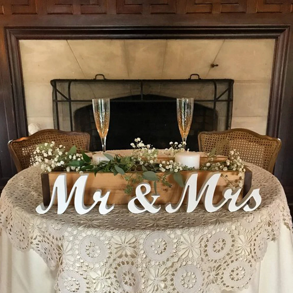 Mr And Mrs Wedding Signs Table Decoration Rustic Wedding