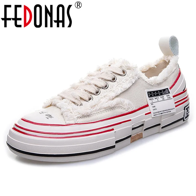 

FEDONAS 2020 Classic Women Spring Autumn Lace Up Flats Platforms Casual Basic Shoes Woman Round Toe Mixed Colors Canvas Shoes