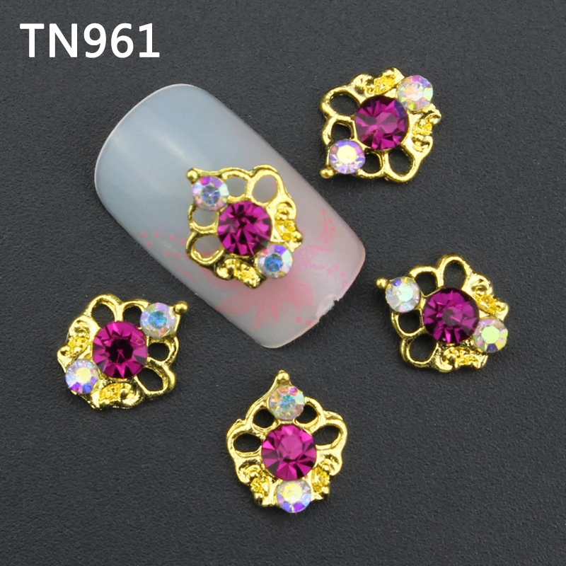 

10pcs Glitter Pink Crown 3d Nail Art Decorations, Alloy Nail Sticker Charms Jewelry for Nail Polish Tools TN961