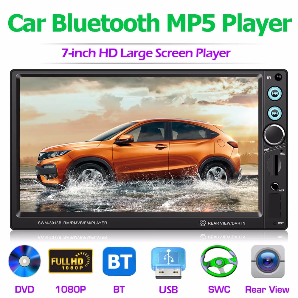 

T8013 7 Inch 2 Din Car Stereo MP5 Player Bluetooth MP5 MP3 Music Video Player FM Radio USB AUX Head Unit Multimedia Autoradio