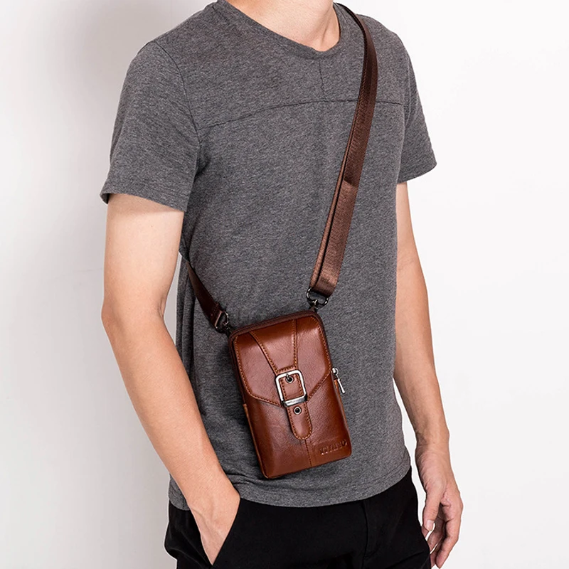 Новая брендовая Повседневная мини-сумка из натуральной кожи, мужская сумка через плечо, сумка-мессенджер, многофункциональная сумка на пояс для путешествий