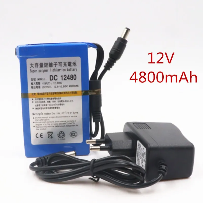 

2019/ Original 12 V 4800 mAh Rechargeable Lithium Battery Li ion rechargeable battery with dc 12480 EU / US Plug Charger