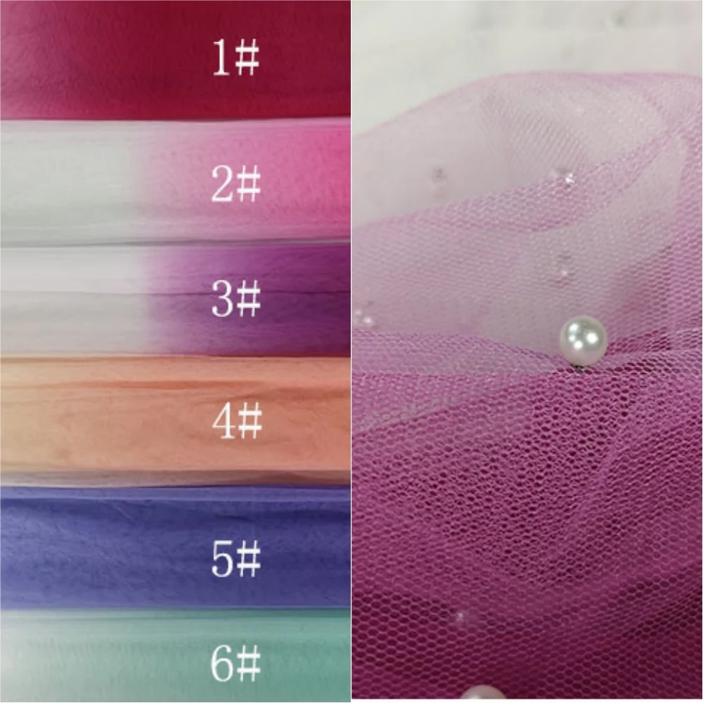 

2019 NEW sewing lace material with pearls diy! 6 Colors in stock color changing net tulle mesh lace fabric 5 yards wholesale!