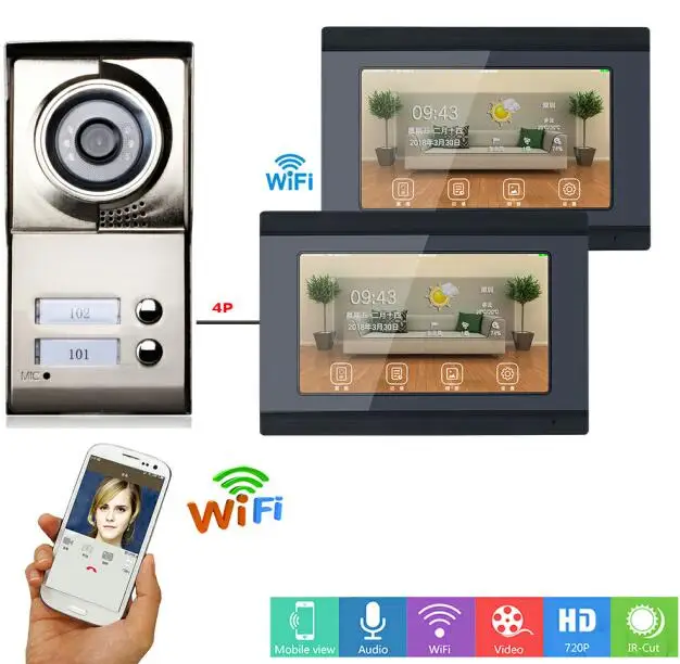 SmartYIBA " приложение домофоны для квартиры wifi мульти-видео домофон система домашней безопасности видео домофона домофон видео - Цвет: 709BMC12