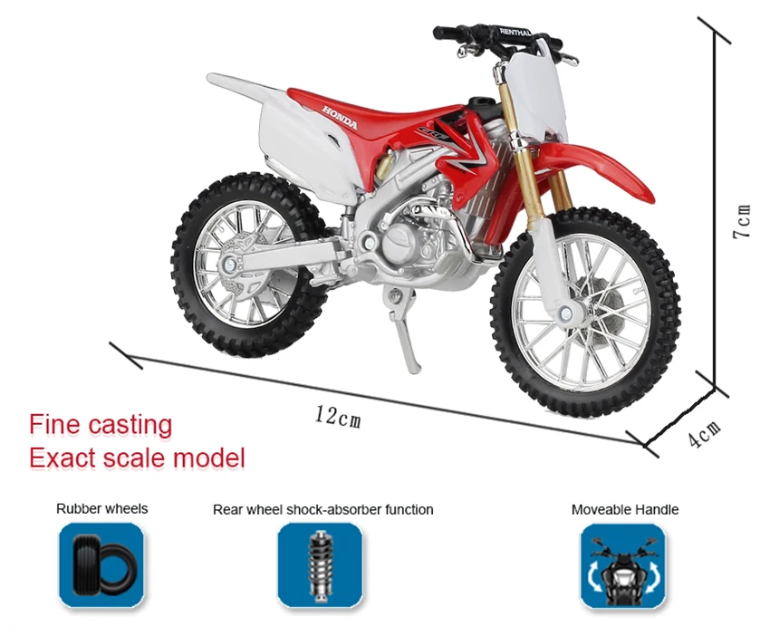 MAISTO 1:18 HON& DA CRF 450R Литая модель мотоцикла из сплава Рабочая короткопоглотитель игрушка для детей подарки коллекция игрушек