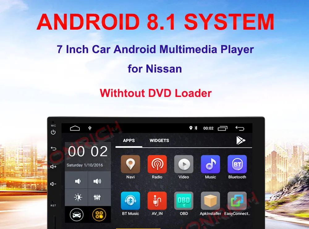 Cheap 7 inch Android 8.1 Universal Car Multimedia Radio Player Stereo Head unit Steering Wheel NO DVD Quad Core Wifi GPS Navigation 0