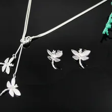 Серебро 925 пробы, модные свадебные ювелирные изделия для невесты, ожерелье+ серьги, Дамский ювелирный набор, низкие цены, вечерние украшения для невесты