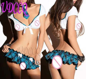 

Sexy Sleepwear Lingerie Babydoll falbala student maidservant pinafore plaid uniform temptation Temptation Outfits