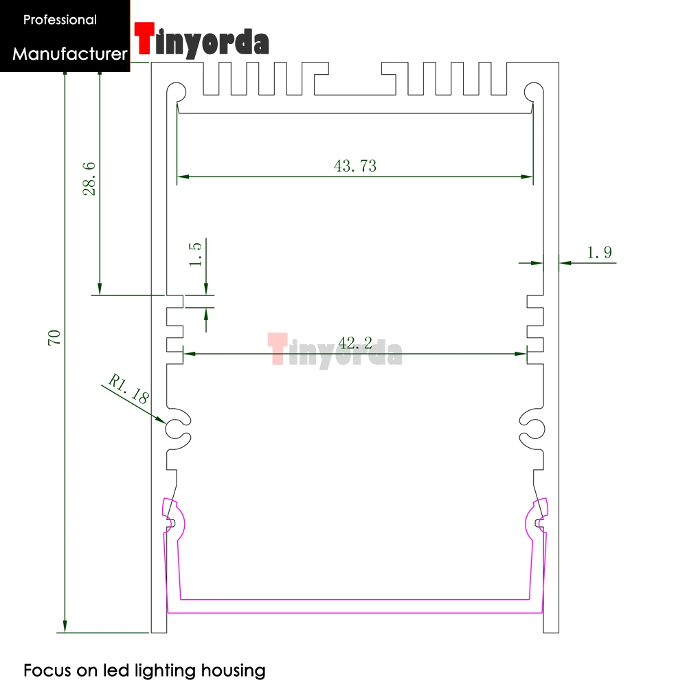 Tinyorda TH5070 5 шт.(длина 1 м) светодиодный подвесной светильник профиль светодиодный офисный подвесной свет радиатор [профессиональный производитель]