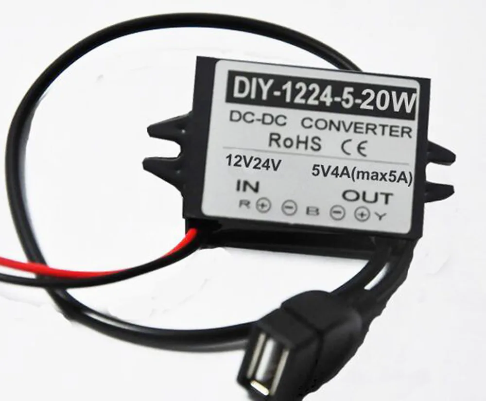 

DC-DC Converter 12V24V(7V-40V) Step Down 5V 4A 20W USB Interface Buck Converter Car LED Waterproof Voltage Regulator Module