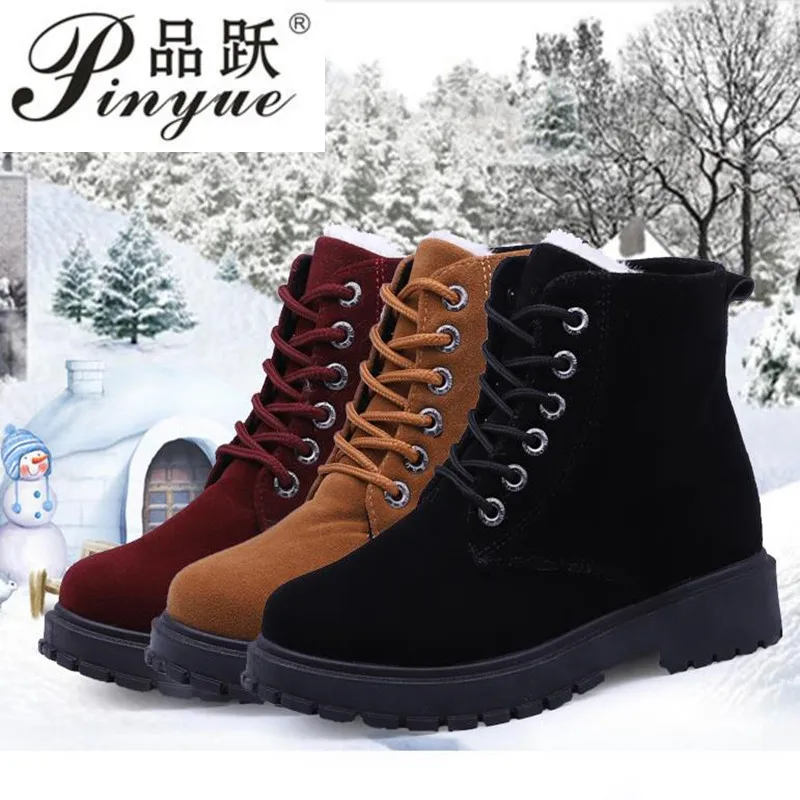 

2018 classic heels suede women winter boots warm fur plush Insole ankle boots women shoes hot lace-up shoes woman