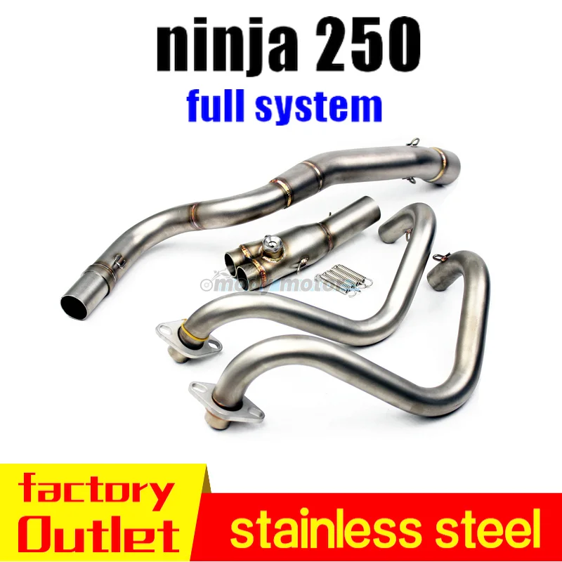 

MGOD - Motorcycle Exhaust full system stainless steel Muffler front pipe section adapter for kawasaki Ninja 250 250R Z250 Z300