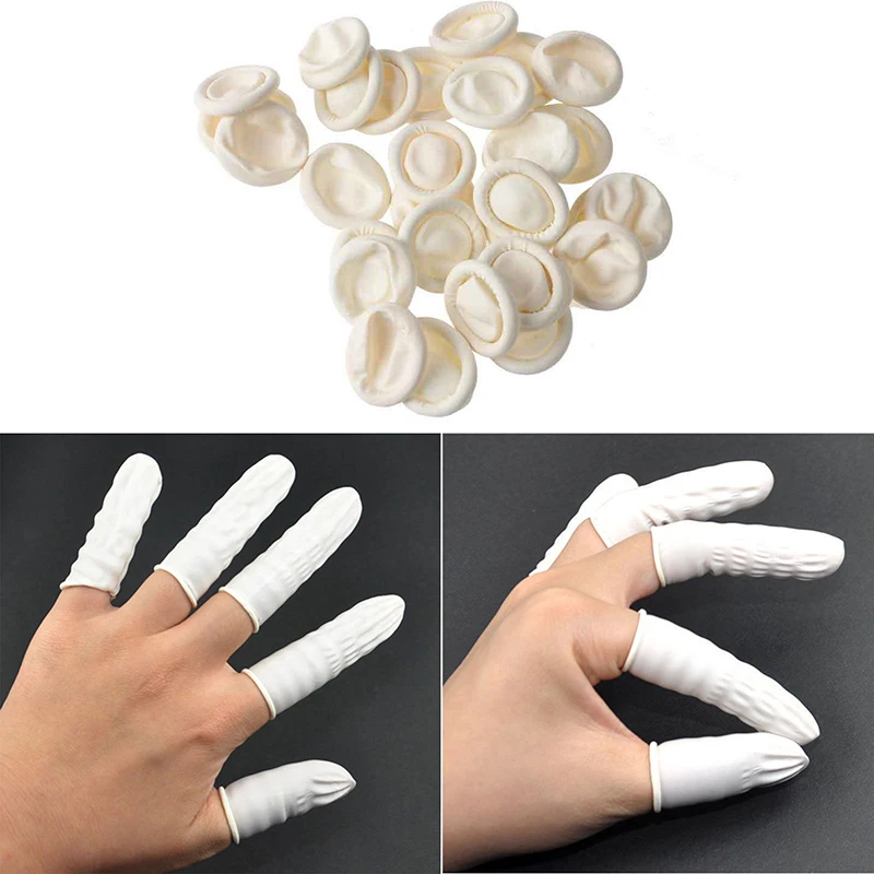 White Latex Rubber Finger Disposable Cot Gloves Nail Protectors