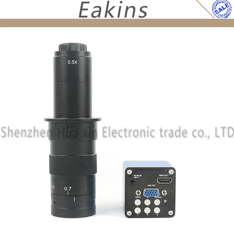 

1080P 2.0MP 1/2.5" CMOS Industry Video Microscope Camera HDMI VGA Outputs + 180X/300X Zoom C-MOUNT Lens PCB Lab