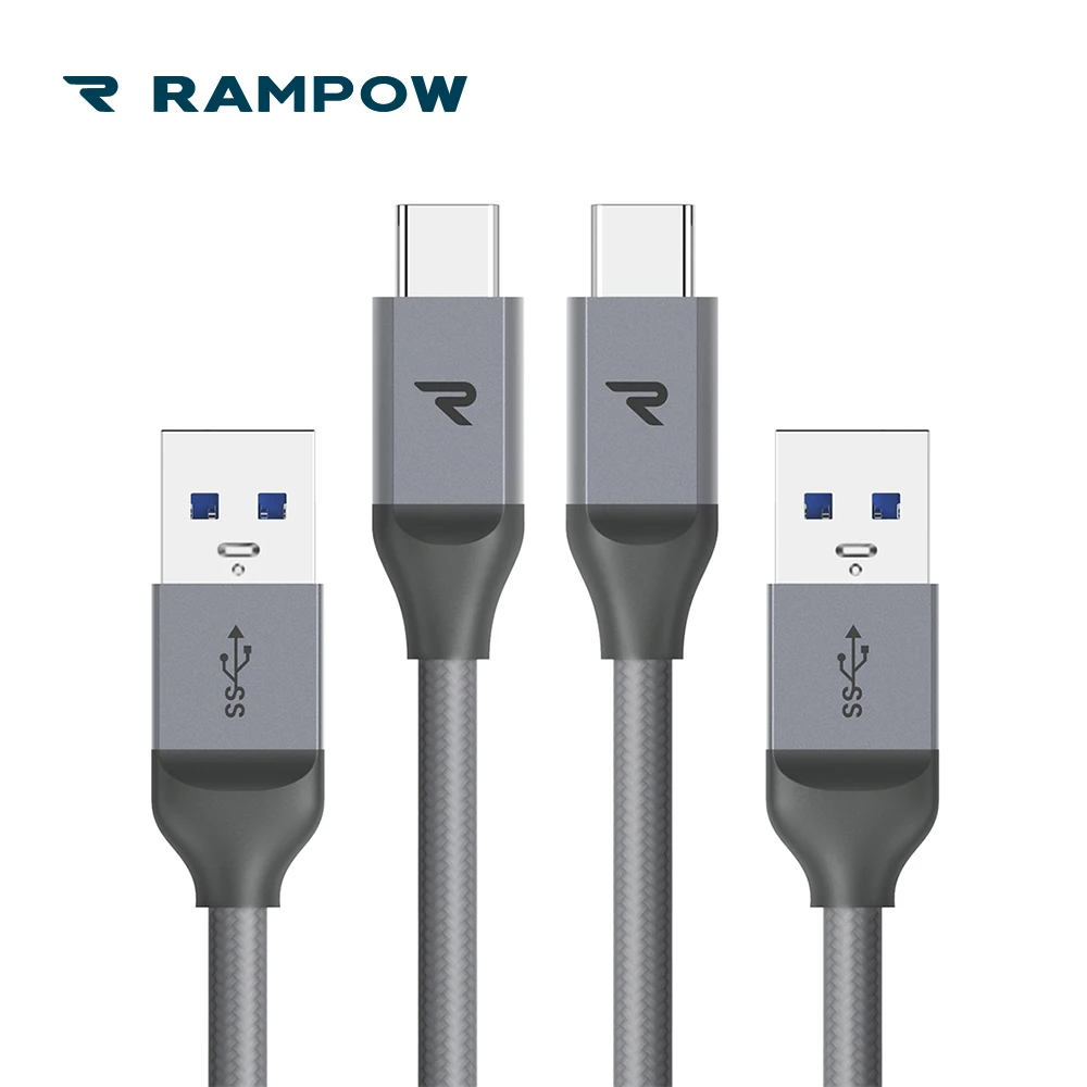 

RAMPOW 2PCS USB C Cable for Galaxy S9 5V/3A QC3.0 Fast Charging Type C Cable 6.6ft USB Charger Cord for Xiaomi mi 8/One plus 6