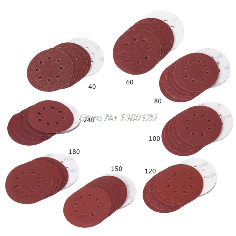 

10pcs 125mm Round Sandpaper Disk Sand Sheets Grit 40-240 Hook Loop Sanding Disc JAN10 Dropship