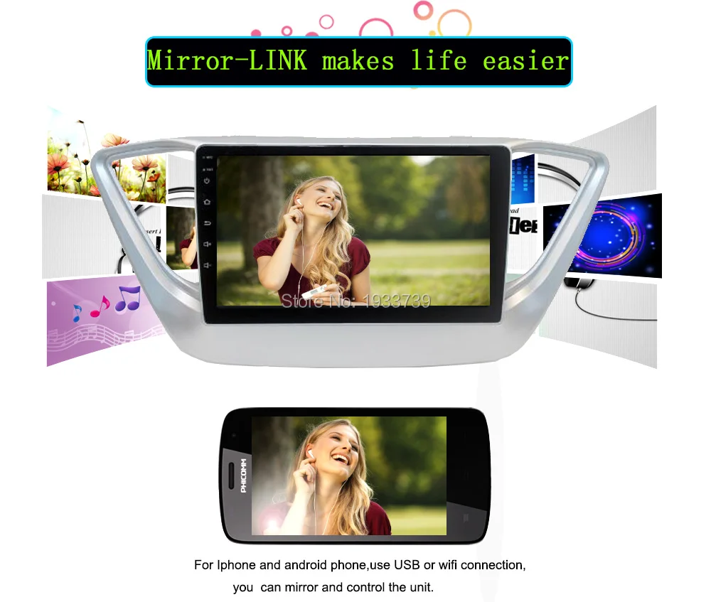 Best Funrover 9" 2 din Car DVD multimedia gps radio tape recoder Player For Hyundai solaris verna accent 2017-18 Navigation WIFI  rds 1