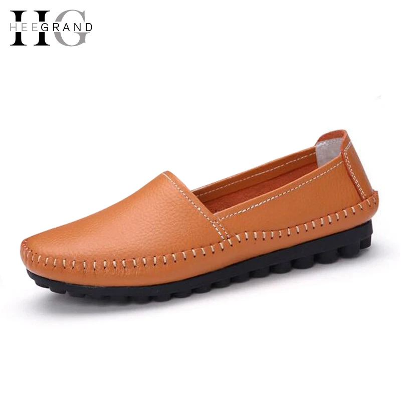 

HEE GRAND Women Flats Spring Solid Plain Slip On Loafers Split Leather Shoes Woman For Summer Soft Ballet Flats XWD5157