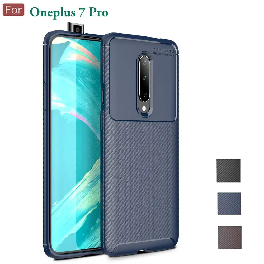 cheap Case For OnePlus 7 Pro Cover Soft Silicone Scratch Resistant Armor Shockproof Carbon Fiber Cover For OnePlus 6T 6 Case