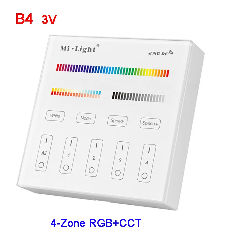 B4 3V Miboxer 2,4G RGB+ ССТ/RGBWW светодиодные ленты светильник контроллер 4 зоны пульт дистанционного управления смарт-Панель Wi-Fi iBox FUT039/FUT092/FUT089/WL-Box1/B4/T4 - Цвет: B4 3V