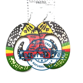 Printing Swirl Wooden Earrings