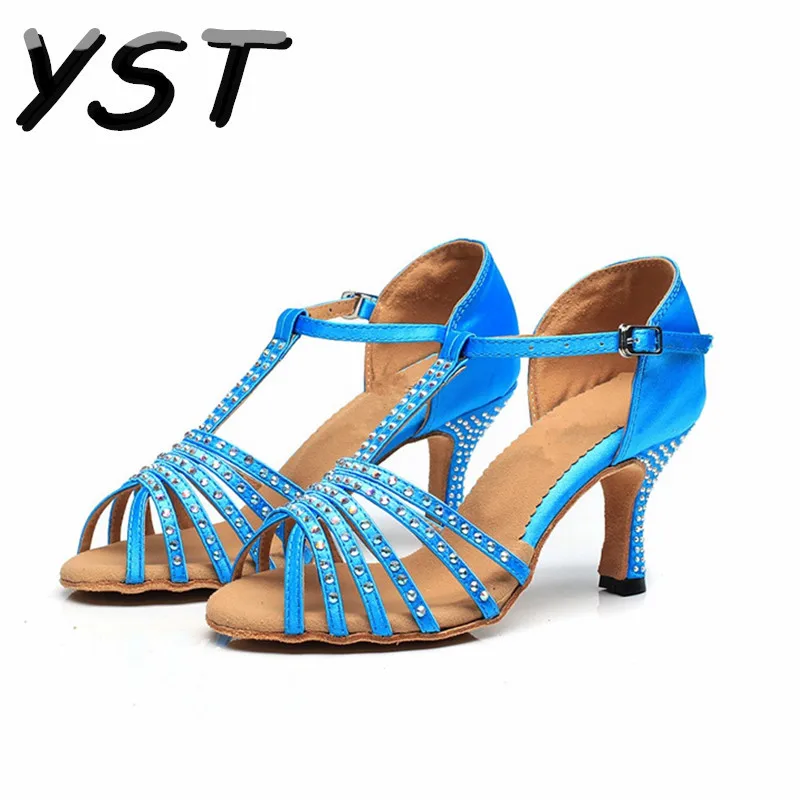 Women Stain Rhinestone Ballroom Latin Dancing Shoes High heeled 7.5cm