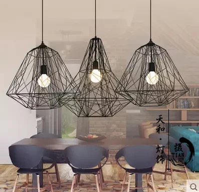 loft industrial iron cage. retro industry iron loft industrial cage pendant lights personality cafe bar nordic creative diamond lamp zh-in from e