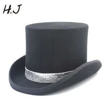 4 размера шерсть черная женская мужская верхняя шляпа для волшебника стимпанк Fodora Sam Beaver вечерние шляпы для папы Блестящая лента