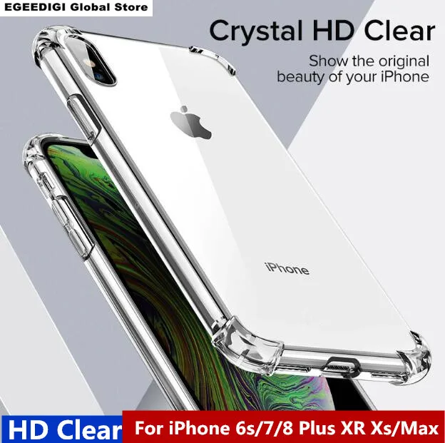

EGEEDIGI Case For iPhone 7 8 Plus Case Shockproof Back Cover For iPhone X Xs Max Phone Case HD Clear Protective For iPhone Case