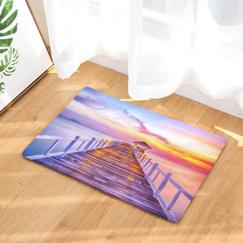 Fashion Aesthetic Landscape Floor Mats Digital Printing for Bathroom