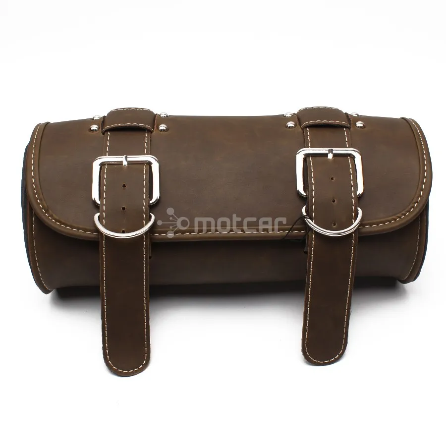 

For Honda Harley Bobber Cruiser Dyna Softail Sportster Yamaha Honda Motorcycle PU Leather Front Fork Tool Bag Luggage Saddle Bag