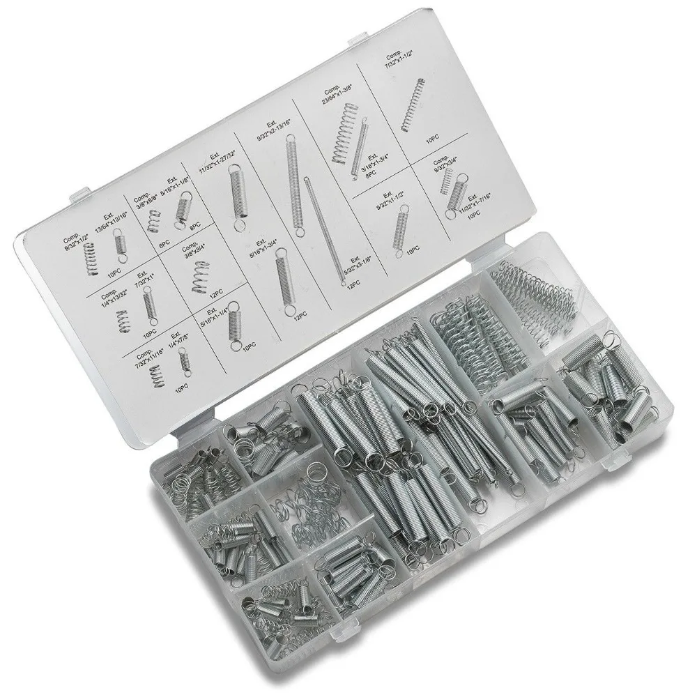 

200PCS/SET Professional Stainless Steel Spring Assortment Set Zinc Plated Steel Compression Carburetor Extension