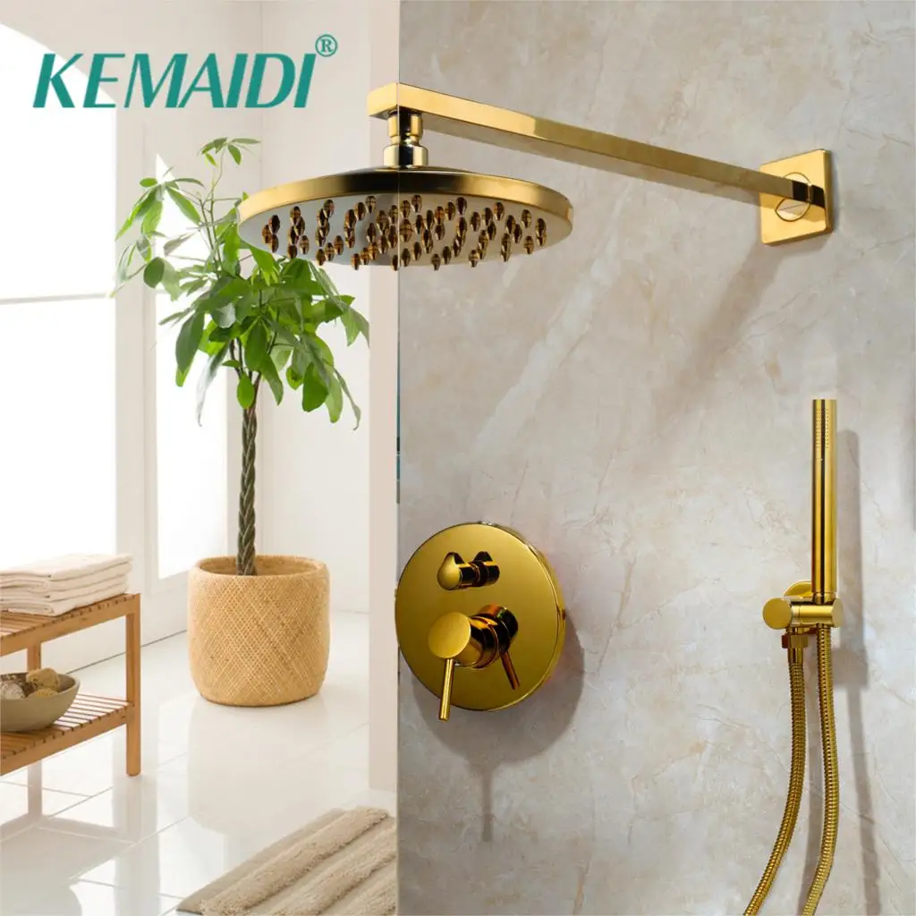 Kemaidi Rainfall Golden Shower Faucet Set Wall Mount Single Handle