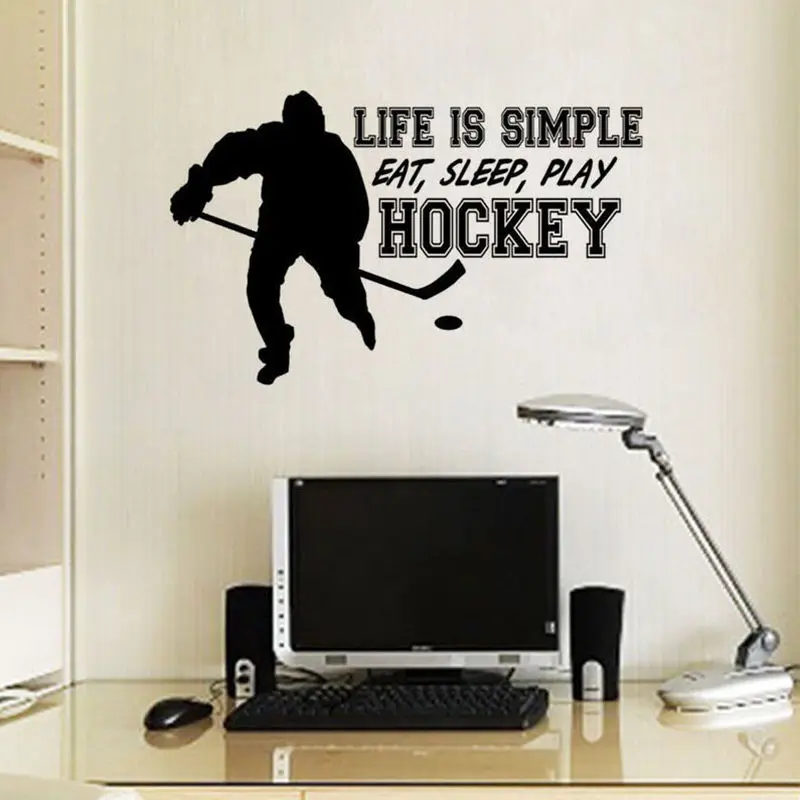 Life Is Simple Quote Wall Sticker Hockey Sport Wall Decor Hockey Player