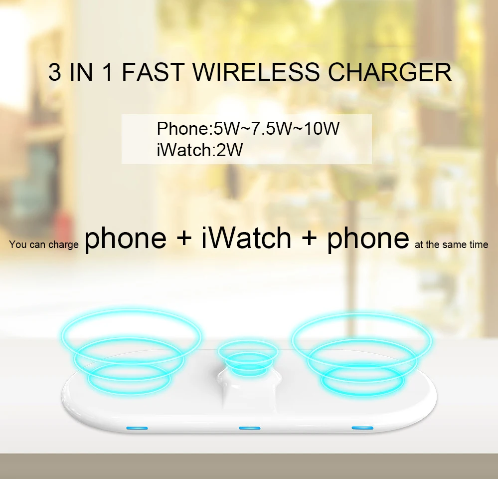 Fimilef 3 in 1 QI Standard Wireless Charger USB Fast Charging for iWatch Phone Charge Dock Pad for iPhone 8 X Samsung Galaxy S8 (9)