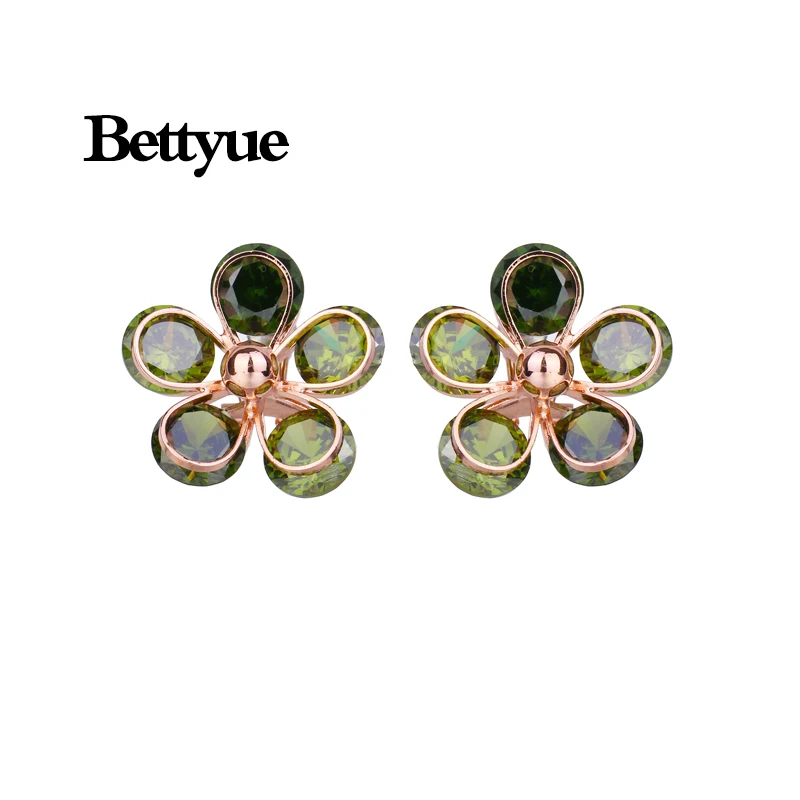 

Bettyue Brand Fashion Hot New Charm Cute AAA Multicolor Cubic Zircon Flower Jewelry Earrings For Woman Florid Wedding Party Gift