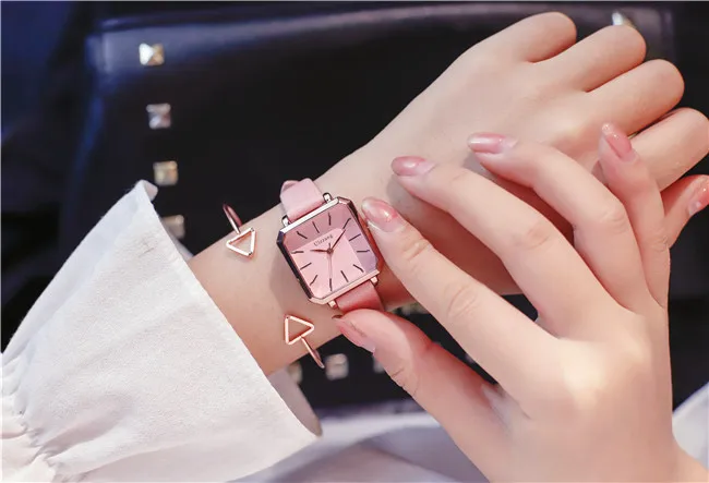 Ulzzang винтажные квадратные кожаные женские часы, женские серебряные кварцевые наручные часы, женские часы с сетчатым браслетом из нержавеющей стали