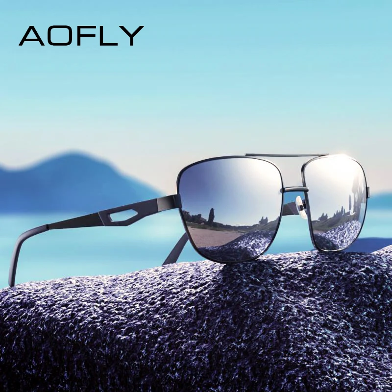 

AOFLY BRAND DESIGN Men Polarized Sunglasses Metal Square Sun Glasses Driving Glasses Shades For Men Oculos masculino Male AF8185