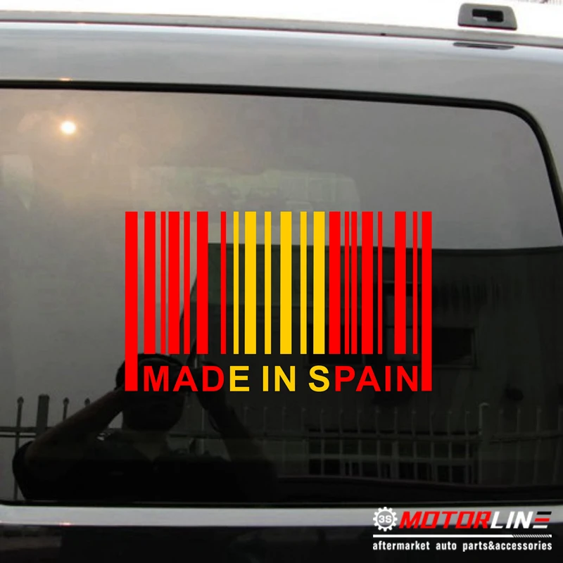 

Made In Spain Barcode Decal Sticker Car Vinyl Funny Spanish Flag color Espana