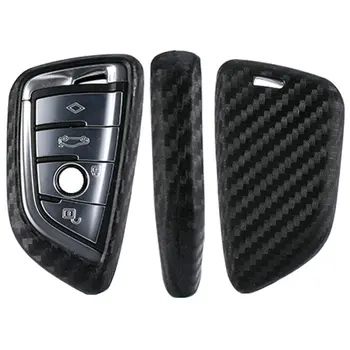 

Carbon Fiber TPU Key Cover Case Key Chain Keyring For BMW Key Case 1 3 5 6 7 Series X1 X3 X4 X5 X6 Key Cover