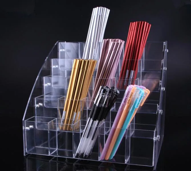 Clear acrylic Cosmetic Brush Eyeshadow Pencil Pen Lipstick Display Stand Rack Support Organizer Hol