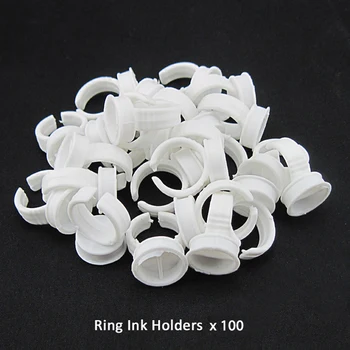 

100pcs Permanent Makeup Easy Ring Ink Holders/Caps Disposable Finger cups Holders had separator