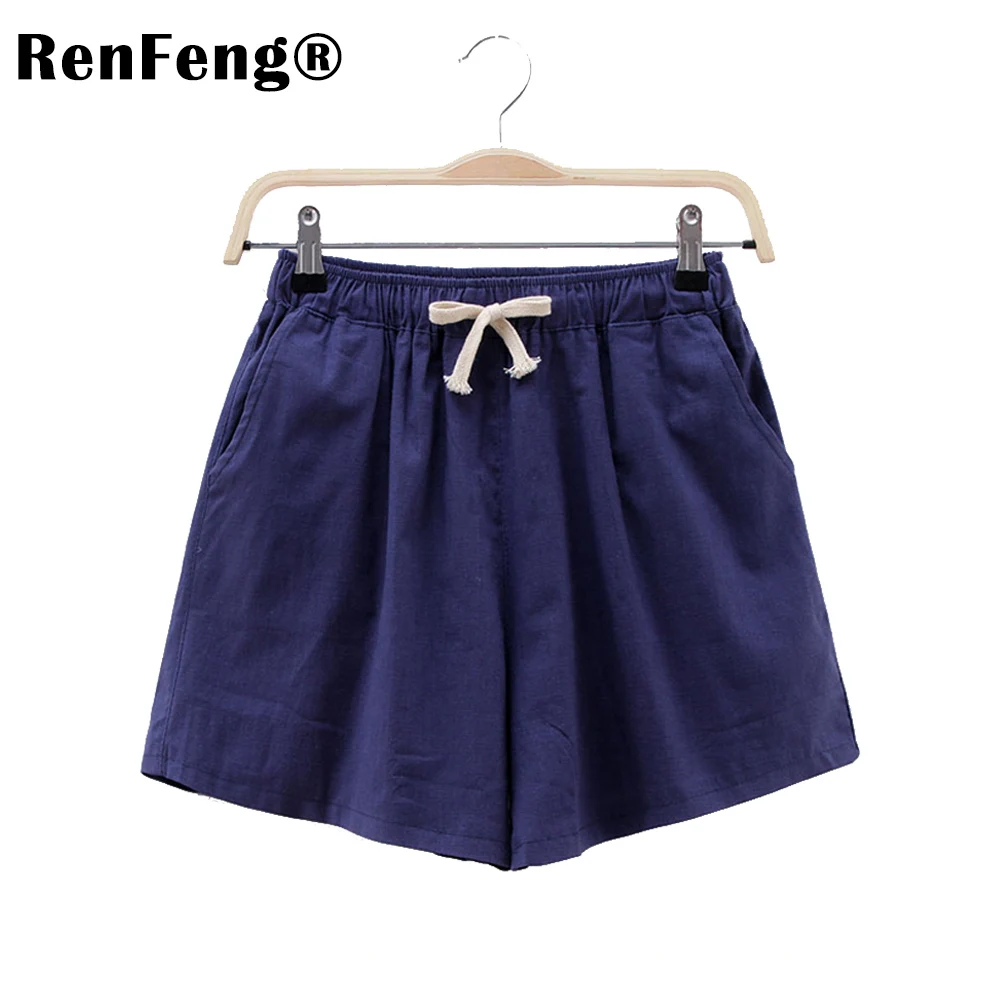 Youth Female Cotton Shorts 2018 Summer Fashion Candy Color Elastic Waist Drawstring Short Pants Woman Casual Plus Size Shorts (5)