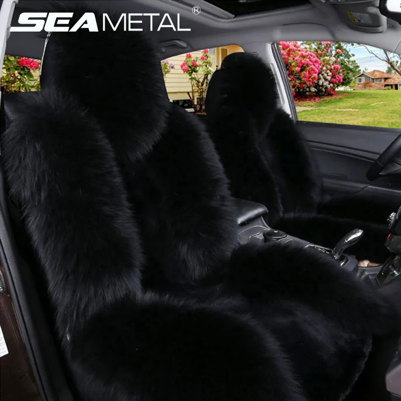 

Car Seat Cover Long Wool Winter Universal Sheepskin Faux Fur Front Seat Cushion Natural Covers for Car-styling Auto Accessories