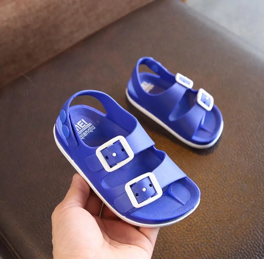 Летняя обувь для мальчиков детские сандалии в английском стиле для детей от 1 до 14 лет детские Нескользящие пляжные детские сандалии кроссовки - Цвет: Синий